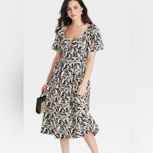 a new day Black and White Floral Midi Dress